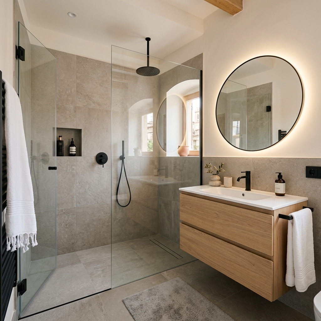 Cuarto de baño moderno reformado en Valencia